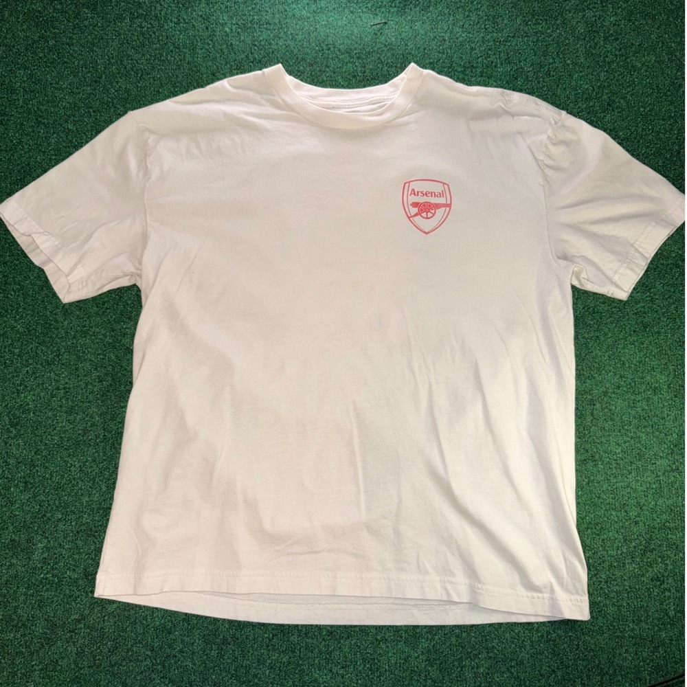 Arsenal FC Mens Graphic T-Shirt White Cannon Large Back Print XL Official Merch